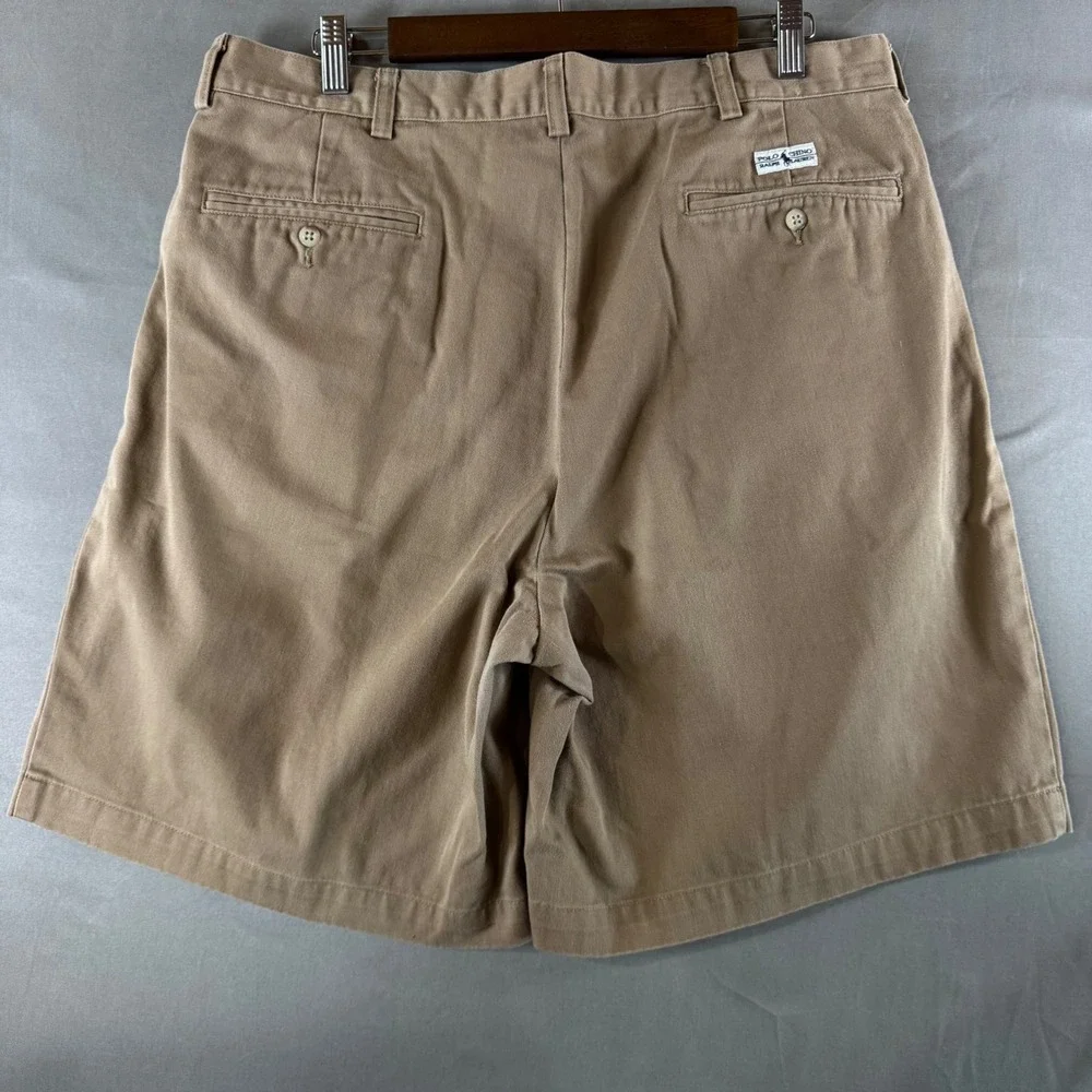 VTG Polo Ralph Lauren Tyler Short Mens 36 Tan Chino Cotton Shorts Y2K Preppy